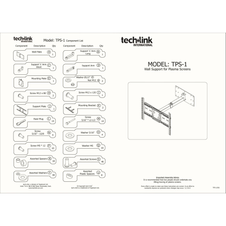 PROFESJONALNY Uchwyt ścienny TechLink- TV, Tablice