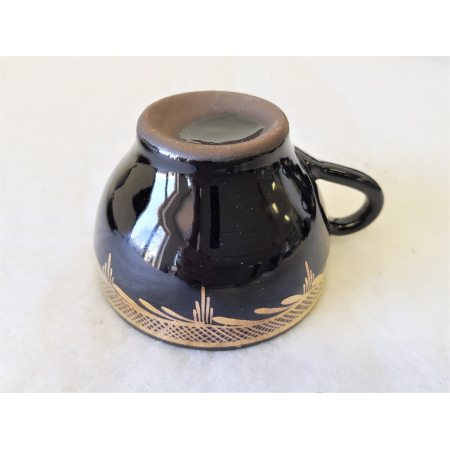 Piękny serwis kawowy- Czarny ze złoceniami- PRL