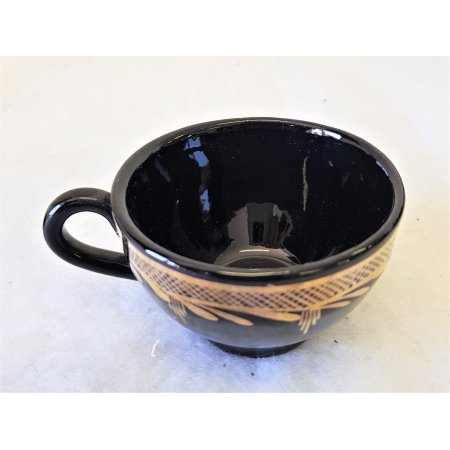 Piękny serwis kawowy- Czarny ze złoceniami- PRL