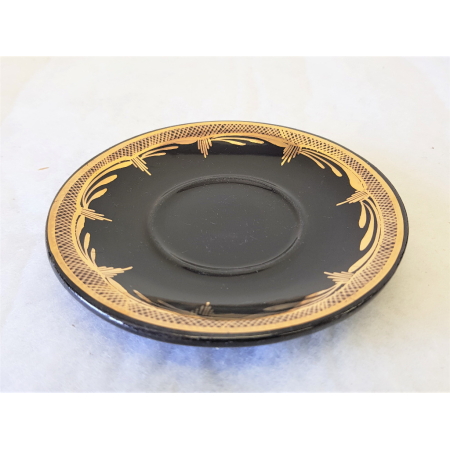 Piękny serwis kawowy- Czarny ze złoceniami- PRL