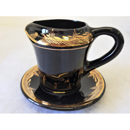 Piękny serwis kawowy- Czarny ze złoceniami- PRL